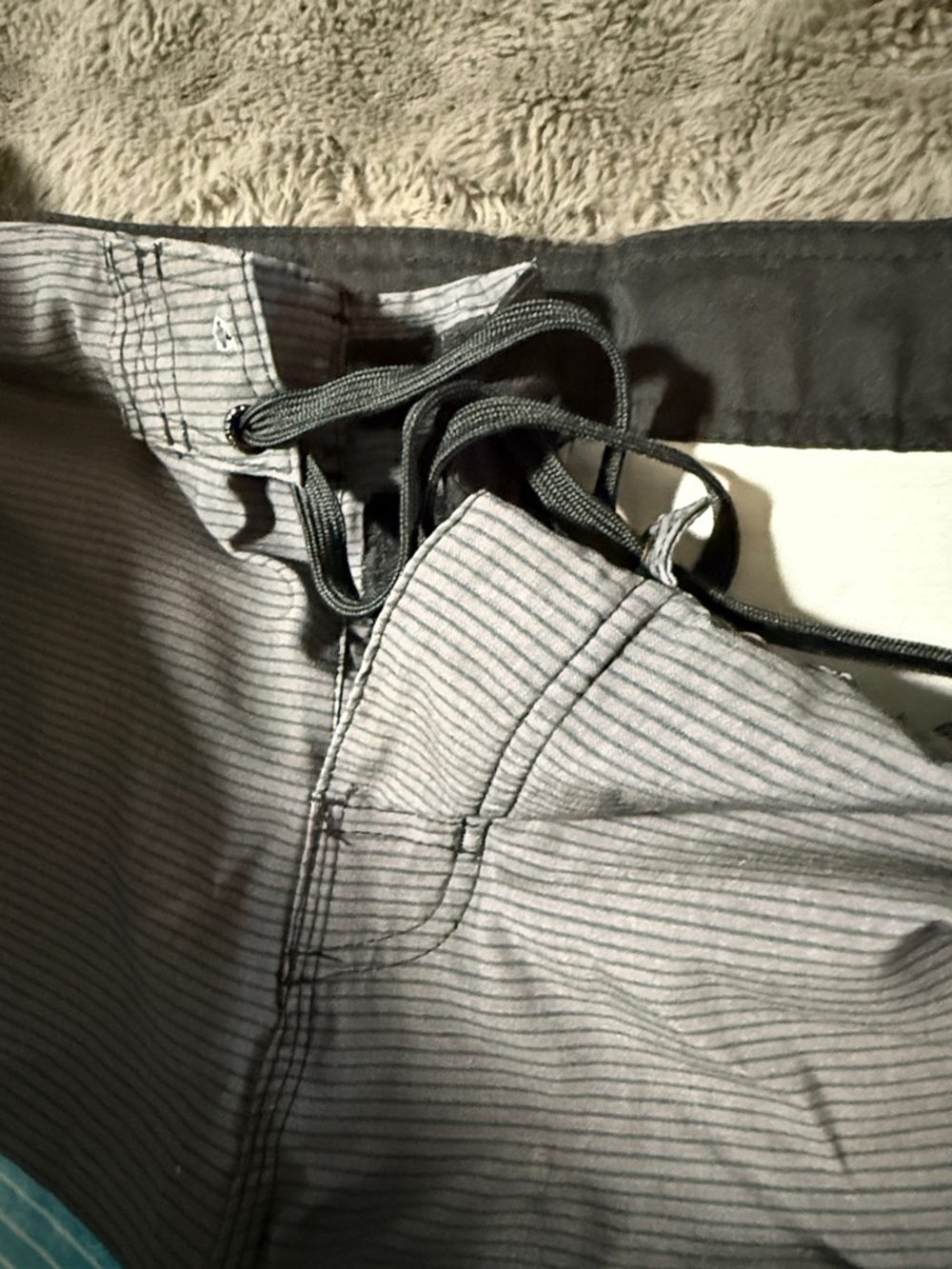Hang Ten Gray and Light Blue Striped Men's Swim Trunks - Picture 4 of 7